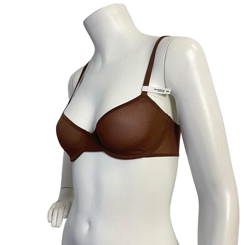 Aerie Smoothez Microfiber Unlined Balconette Bra Brown 32D‎ Underwire NWT